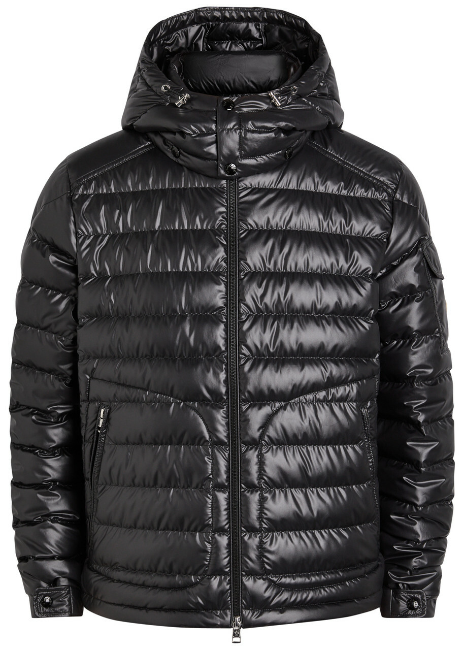 Moncler Men's Down Knit Waffle Jacket in Black Moncler