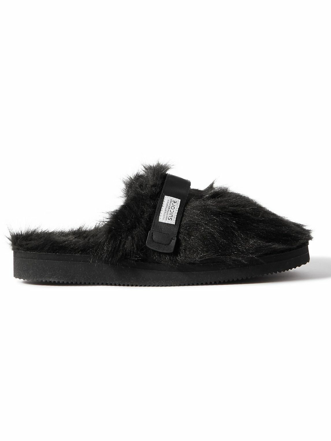 Suicoke - Zavo-2EU Webbing-Trimmed Faux Fur Mules - Black Suicoke