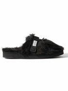 Suicoke - Zavo-2EU Webbing-Trimmed Faux Fur Mules - Black