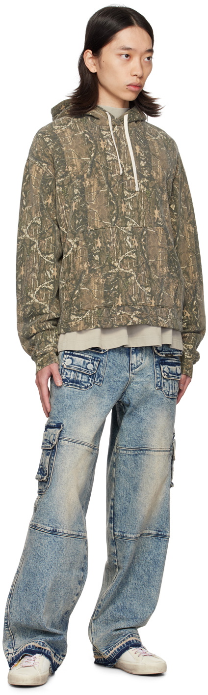 RTA Blue Roman Denim Cargo Pants