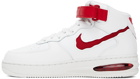 Nike White & Red Air Force 1 Mid Evo Sneakers