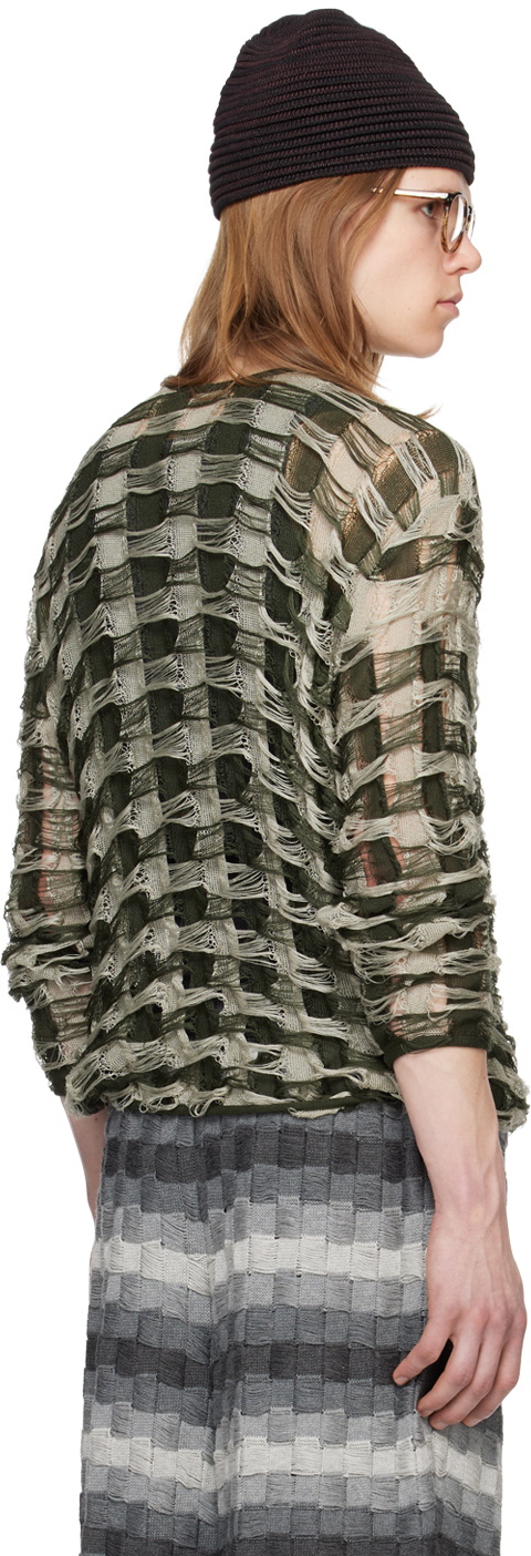 Isa Boulder SSENSE Exclusive Green Torn Sweater