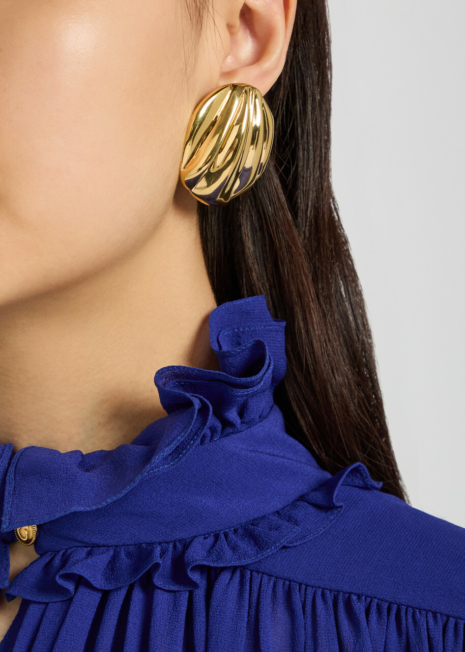 Chloe The Chloé Pleats Clip-on Drop Earrings - Gold - One Size