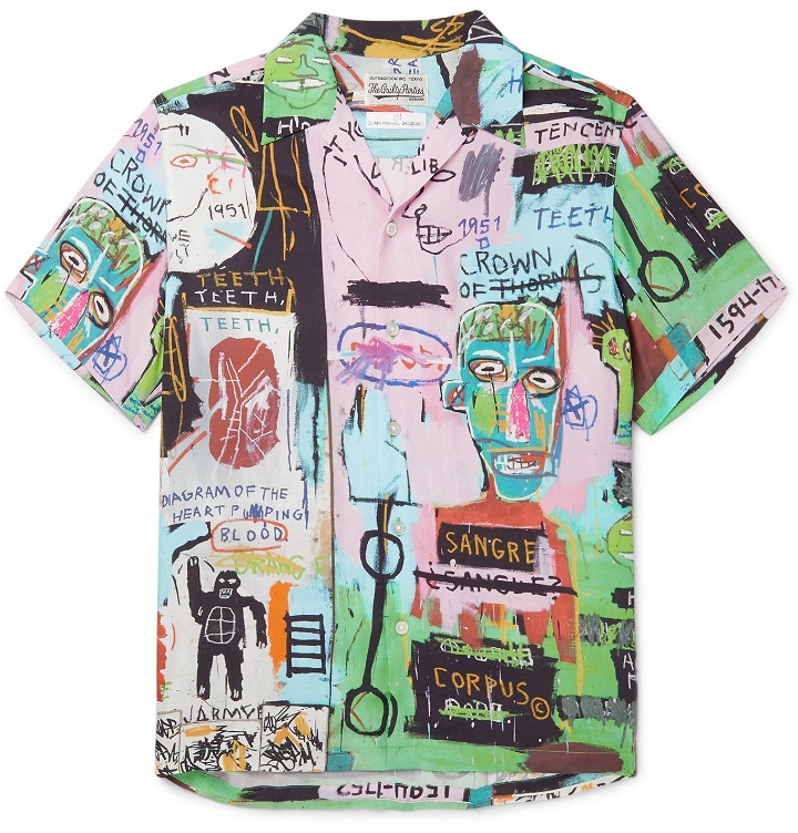 Photo: Wacko Maria - Basquiat Camp-Collar Printed Woven Shirt - Pink