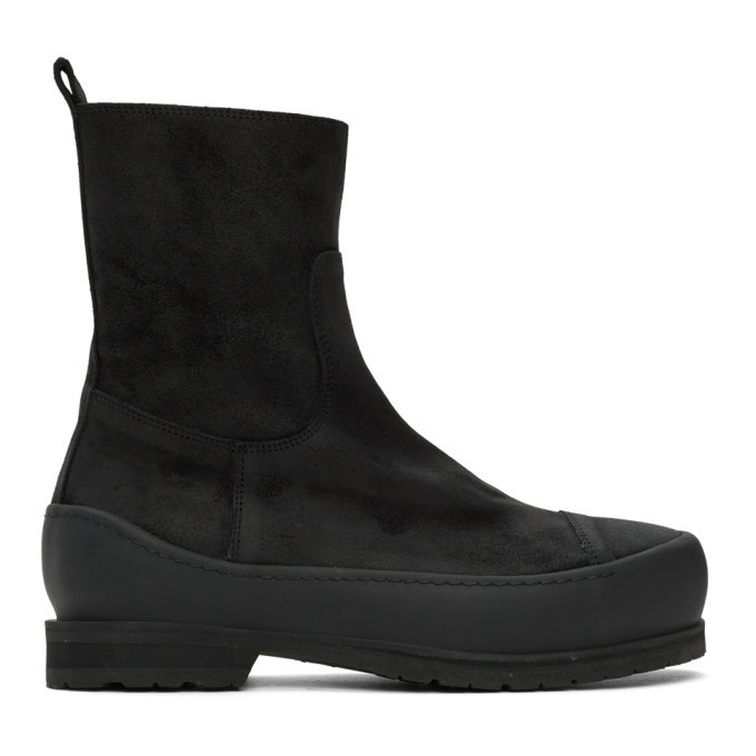 Photo: Ann Demeulemeester Black Greased Suede Zip-Up Boots