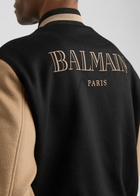 Balmain Panelled Logo Wool-blend Bomber Jacket Black