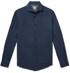 Brunello Cucinelli - Slim-Fit Cutaway-Collar Linen Shirt - Navy