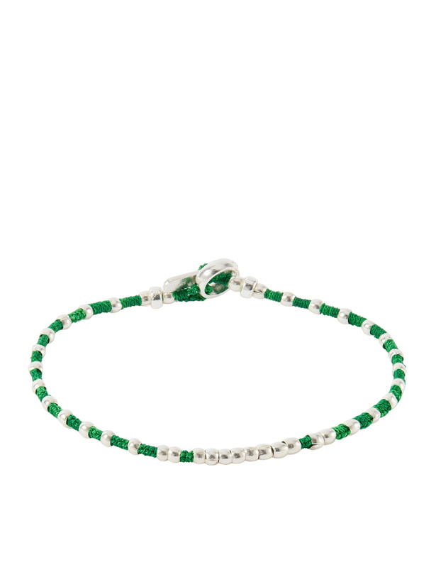 Photo: Mikia - Braided Cord and Sterling Silver Beaded Bracelet - Green