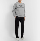Versace - Logo-Print Mélange Loopback Cotton-Jersey Sweatshirt - Gray