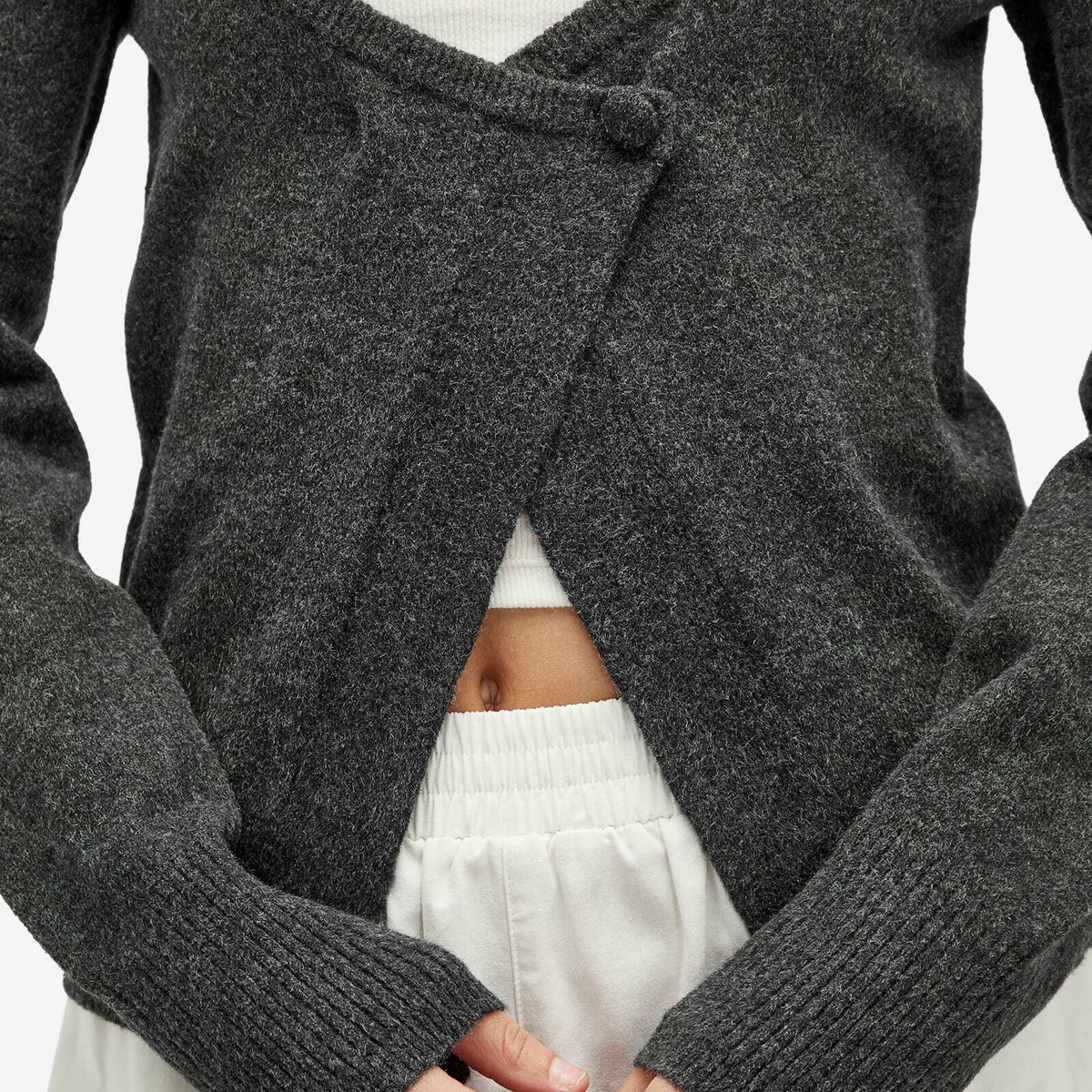 Deiji Studios Women's Asymmetric Knit Cardigan in Charcoal