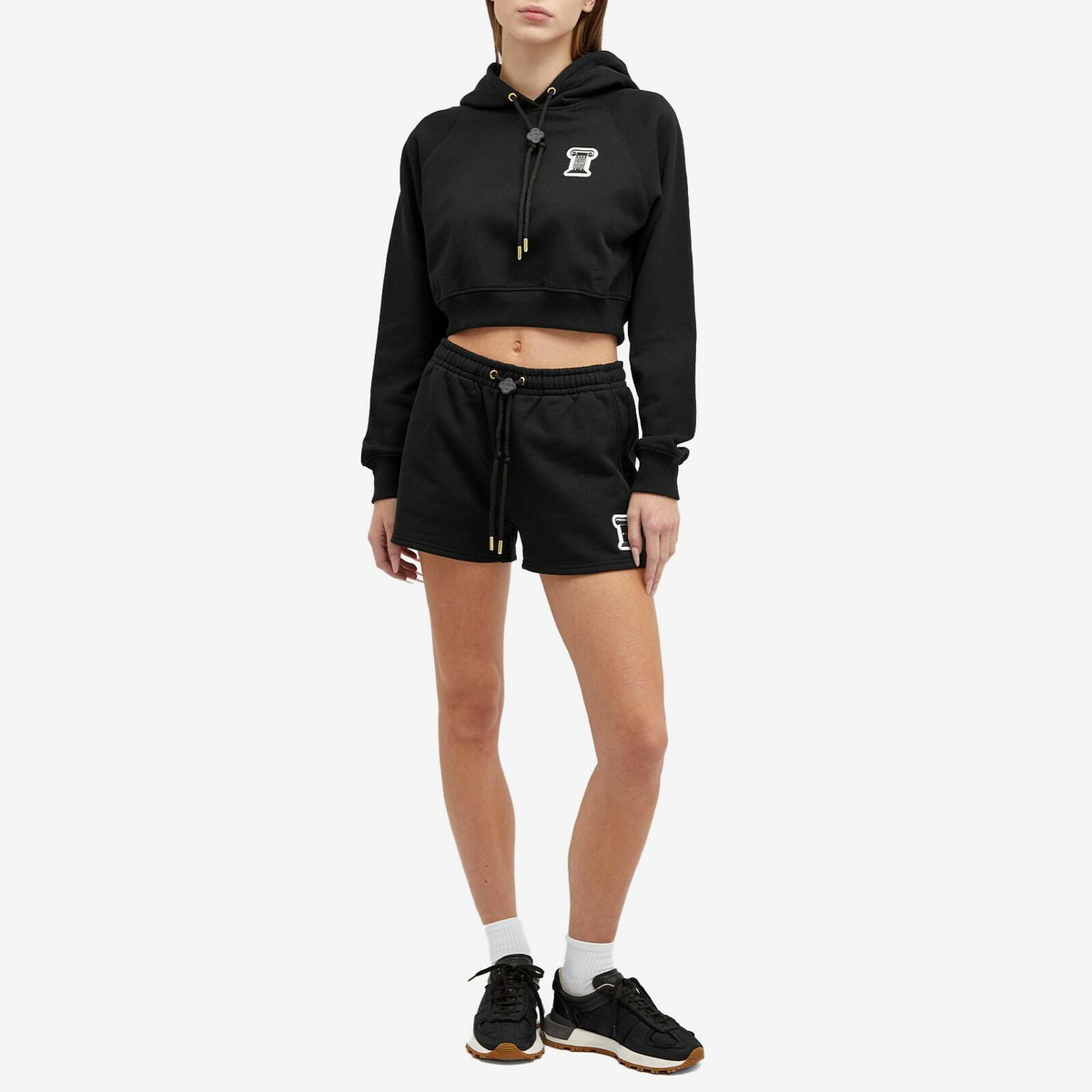 Casablanca Women's Casa Column Patch Cropped Hoodie in Black