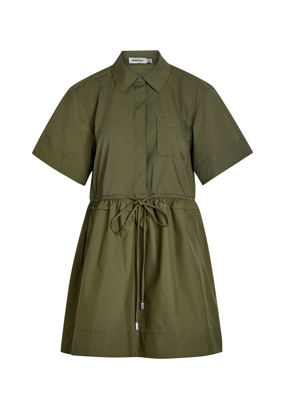 Simkhai Dawson Shell Mini Shirt Dress Green