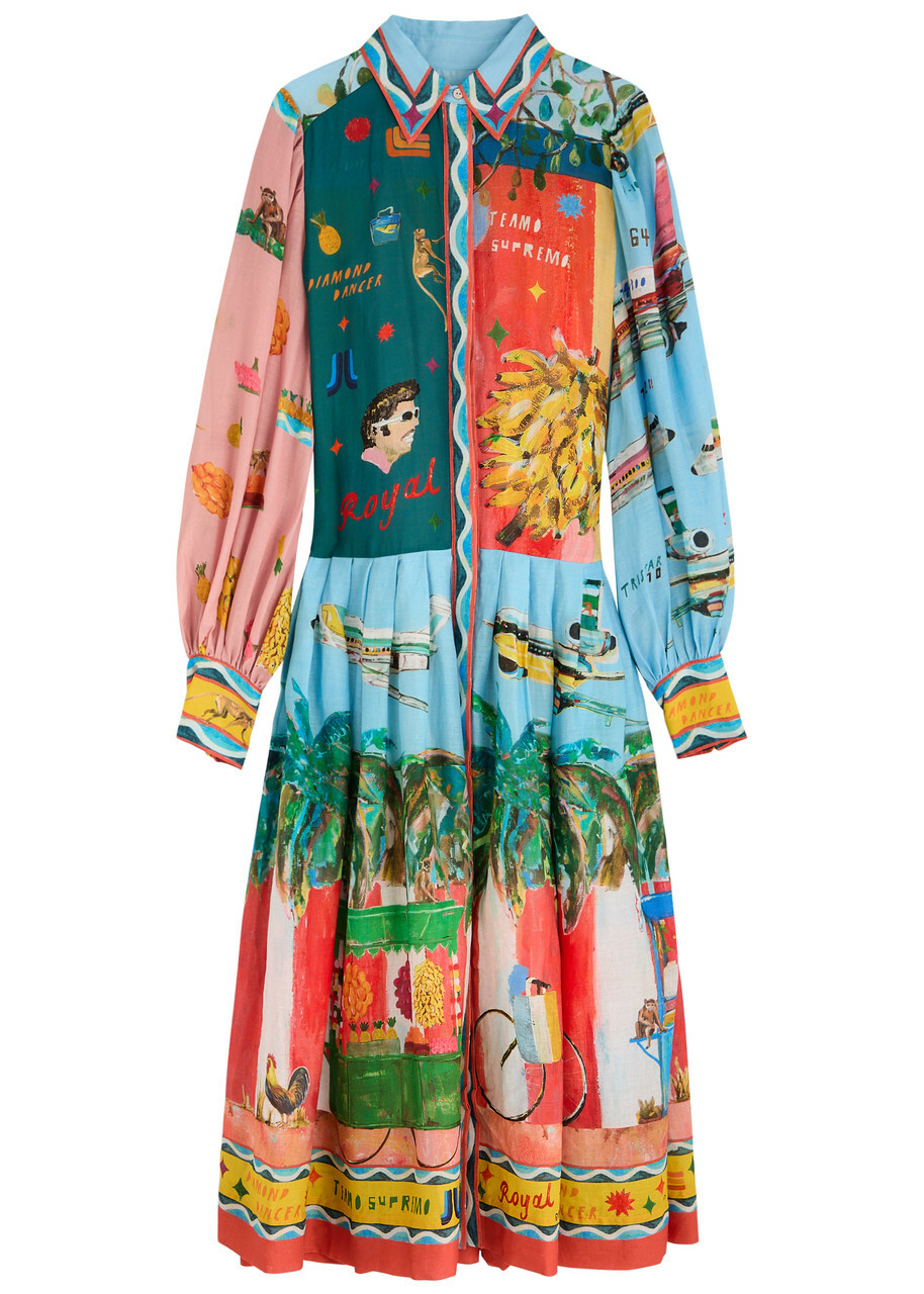 Alemais All Aboard Printed Ramie Shirt Dress Multicoloured ALMAIS