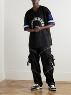 Off-White - Oversized Logo-Appliquéd Mesh and Jersey T-Shirt - Black