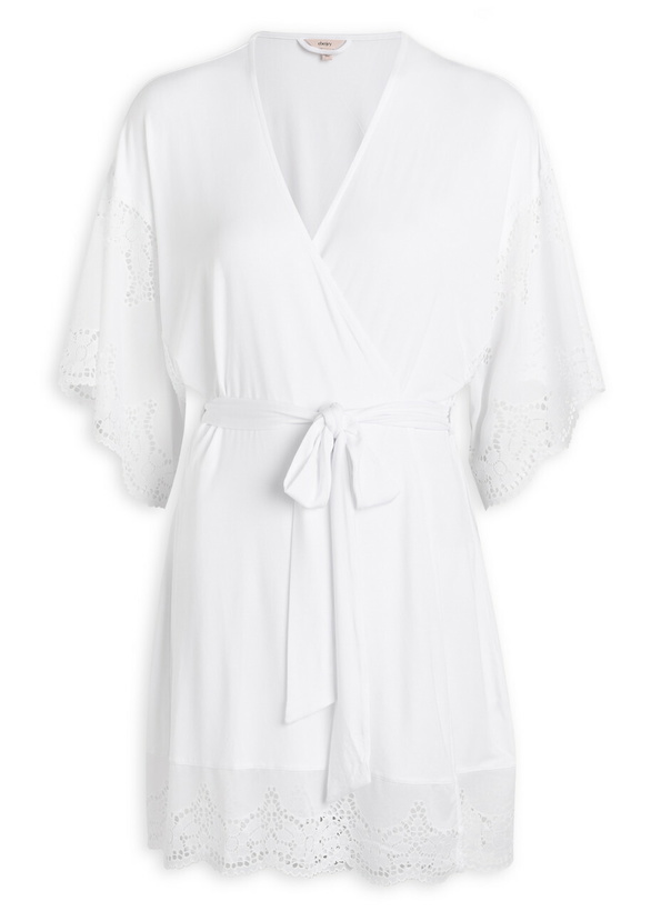 Photo: Eberjey Beatrix Lace-embellished Jersey Robe White