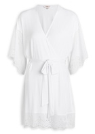 Eberjey Beatrix Lace-embellished Jersey Robe White