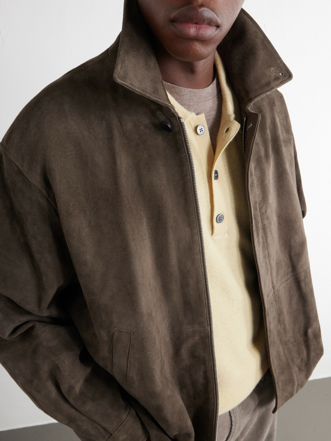 ssstein - Panelled Suede Blouson Jacket - Brown