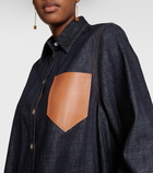Loewe - Leather-trimmed denim overshirt