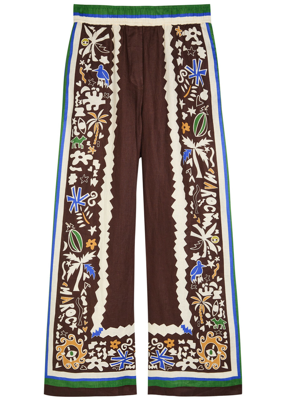 Alemais Maroc Printed Wide-leg Linen Trousers Multicoloured