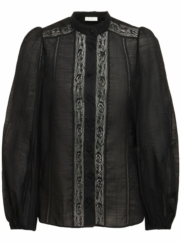 Photo: ZIMMERMANN Halliday Cotton Lace Trim Blouse