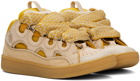 Lanvin SSENSE Exclusive Beige & Yellow Leather Curb Sneakers