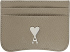AMI Paris Taupe Leather Paris Paris Card Holder
