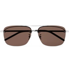 SAINT LAURENT - Aviator-Style Silver-Tone and Acetate Sunglasses - Silver