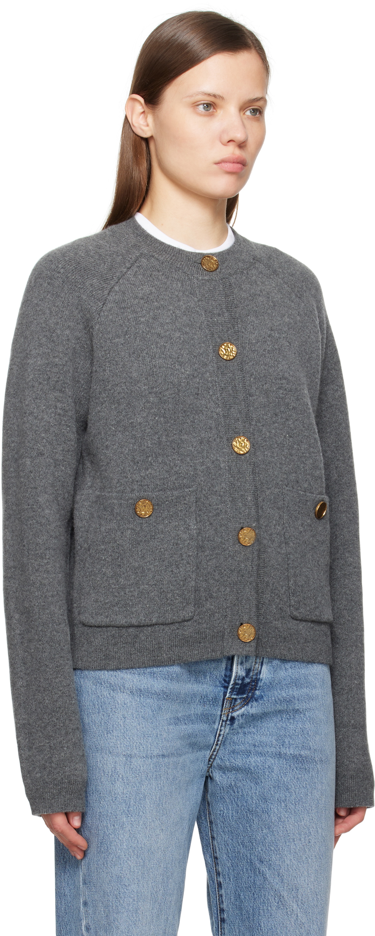 TOTEME Gray Hammered Button Cardigan Toteme