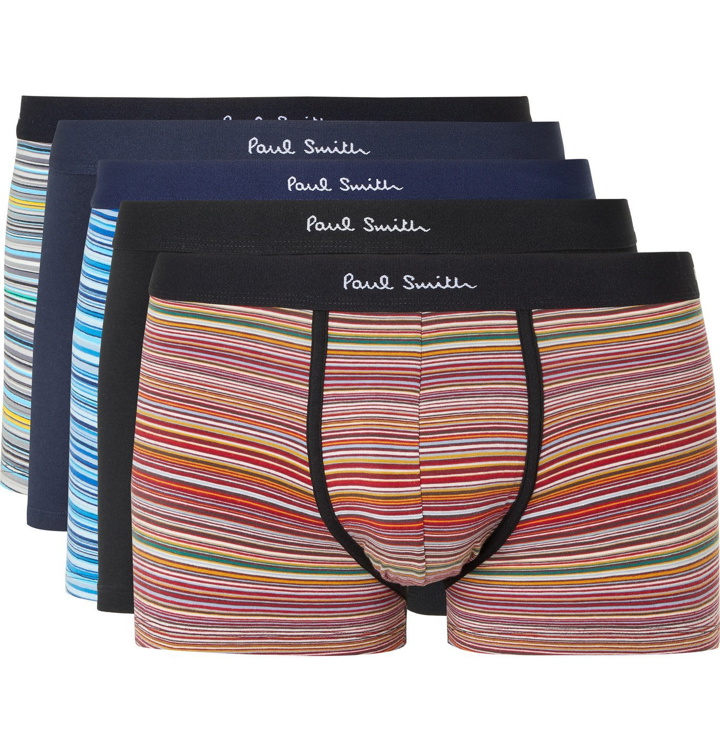 Photo: PAUL SMITH - Five-Pack Stretch-Cotton Boxer Briefs - Multi