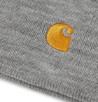 Carhartt WIP - Chase Logo-Embroidered Mélange Ribbed-Knit Beanie - Gray
