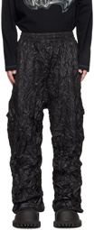 We11done Black Crumpled Trousers