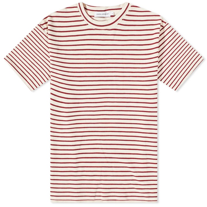Photo: General Admission Men's Striped Slub T-Shirt in Natural Burgundy