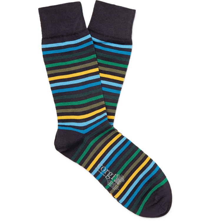 Photo: Corgi - Striped Wool-Blend Socks - Multi