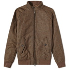 Baracuta Men's G9 Wool Blend Harrigton Jacket in Herringbone Brown