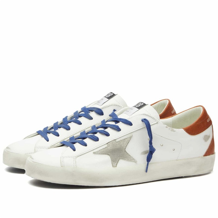 Photo: Golden Goose Men's Super-Star Leather Sneakers in White/Ice/Brown