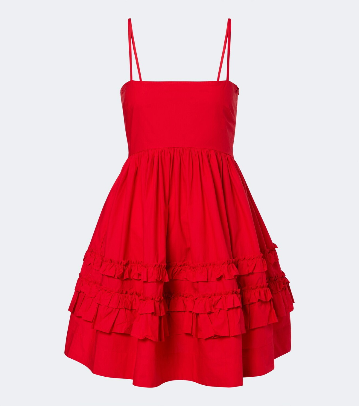 Ganni Ruffled cotton poplin minidress