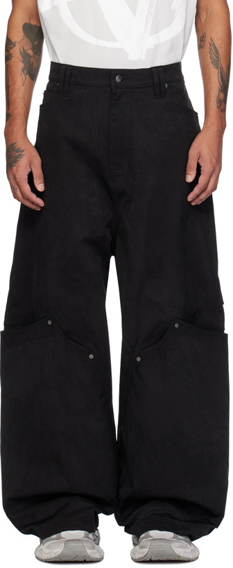 Photo: NAMESAKE Black Antonio Stained Faux-Suede Cargo Pants