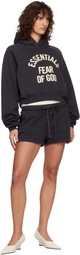 Fear of God ESSENTIALS Black Campus 90's Cropped Raglan Hoodie