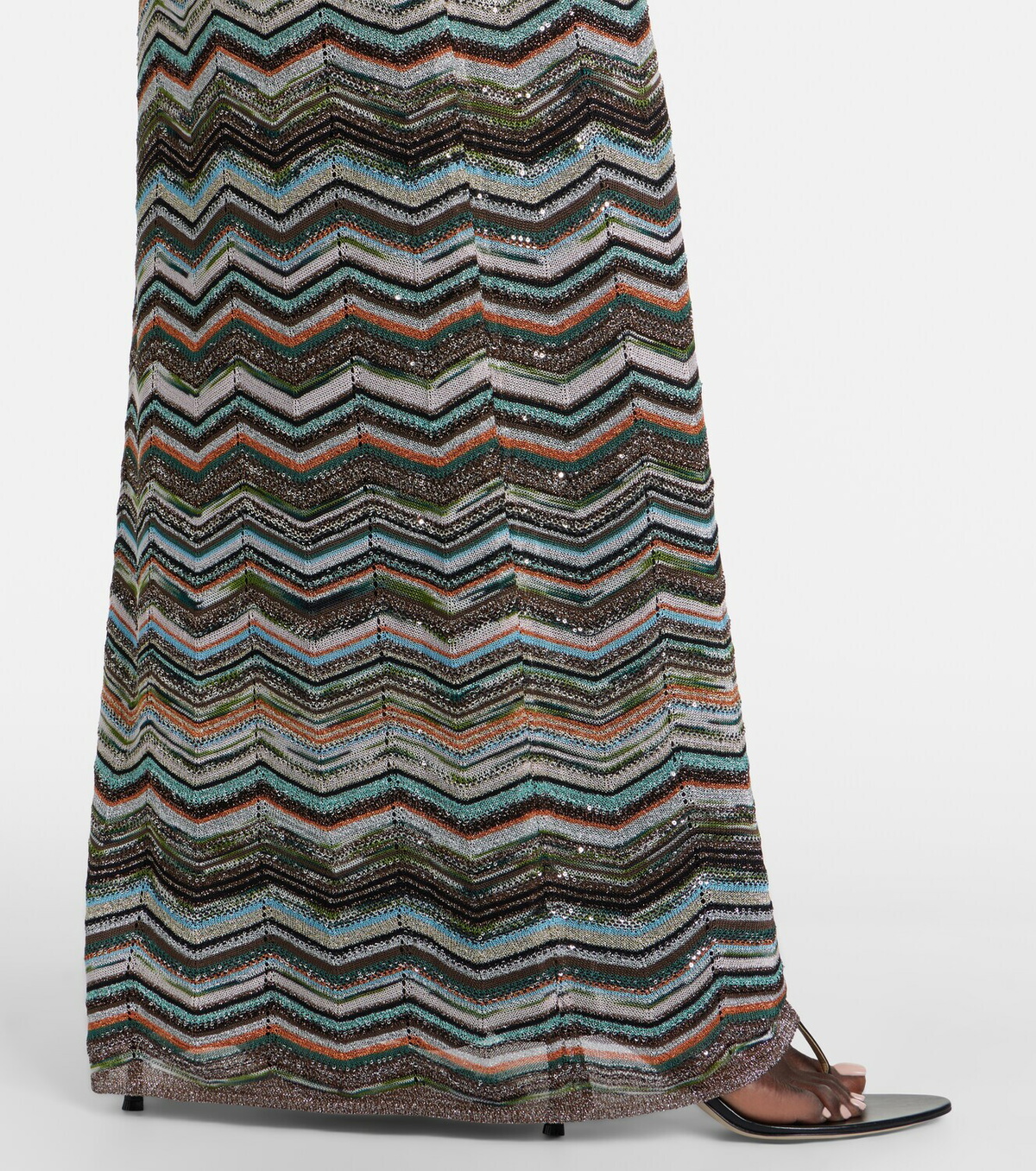 Missoni Zigzag one-shoulder lamé maxi dress