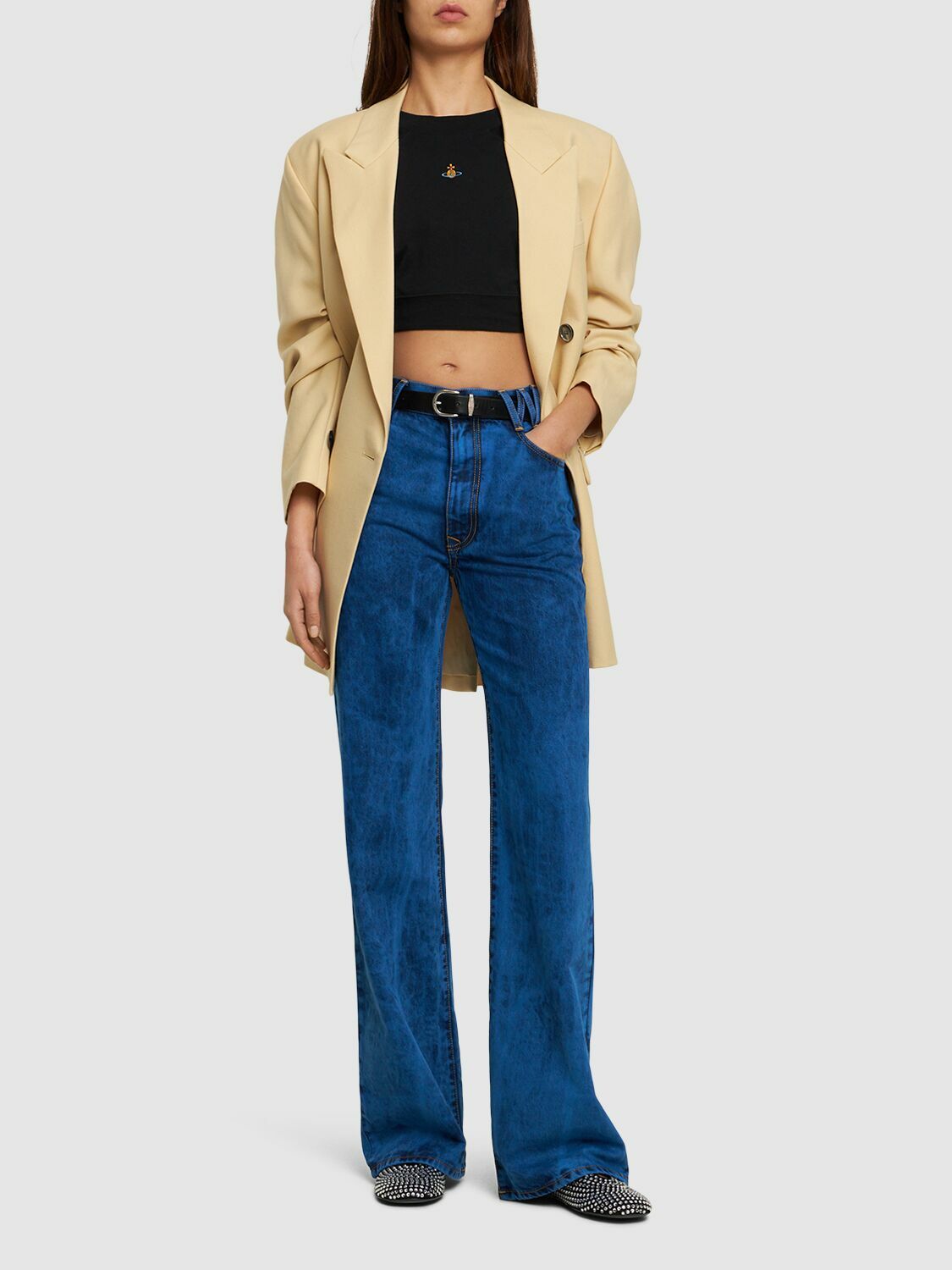 VIVIENNE WESTWOOD - Ray Denim High Waist Flared Wide Jeans