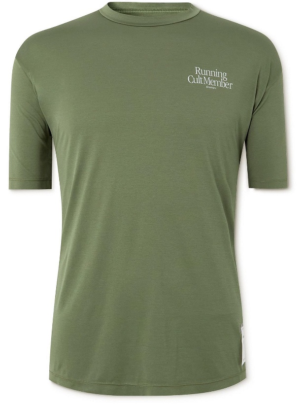 Photo: Satisfy - Auralite Logo-Print Jersey T-Shirt - Green
