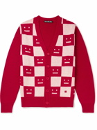 Acne Studios - Katlaro Checked Logo-Intarsia Wool Cardigan - Red