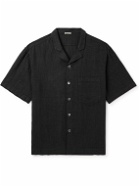 Barena - Bagolo Camp-Collar Cotton and Linen-Blend Gauze Shirt - Black