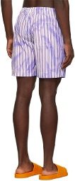 MSGM Purple Tie-Dye Striped Bermuda Shorts