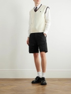 CELINE - Straight-Leg Distressed Cotton-Twill Cargo Shorts - Black