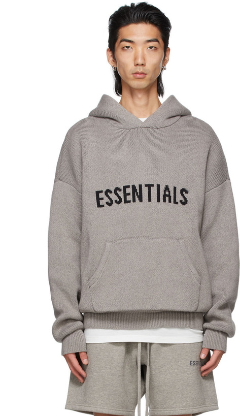 Photo: Essentials Grey Pullover Logo Hoodie