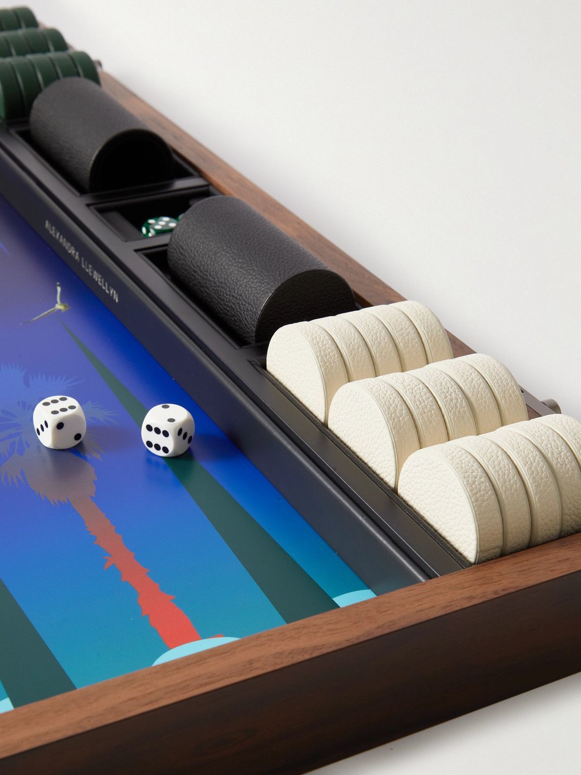 Alexandra Llewellyn - Dusk Ziricote Wood and Leather Backgammon Set