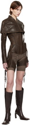 KNWLS Brown Veil Leather Cape Jacket