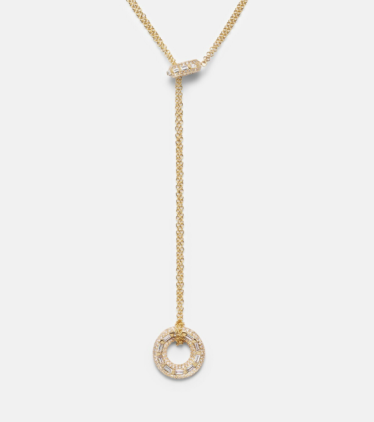 Shay Jewelry Orbit Lariat 18kt gold necklace with diamonds