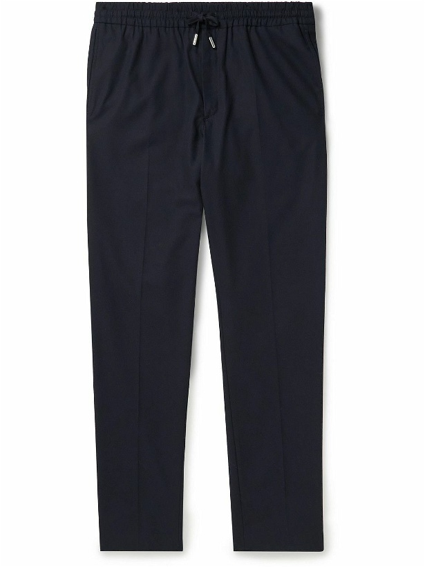 Photo: Mr P. - James Tapered Pleated Cotton Trousers - Blue